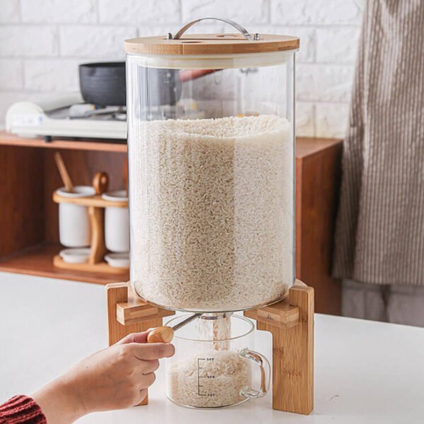 Bamboo lid sealed glass rice storage box storage glass jar