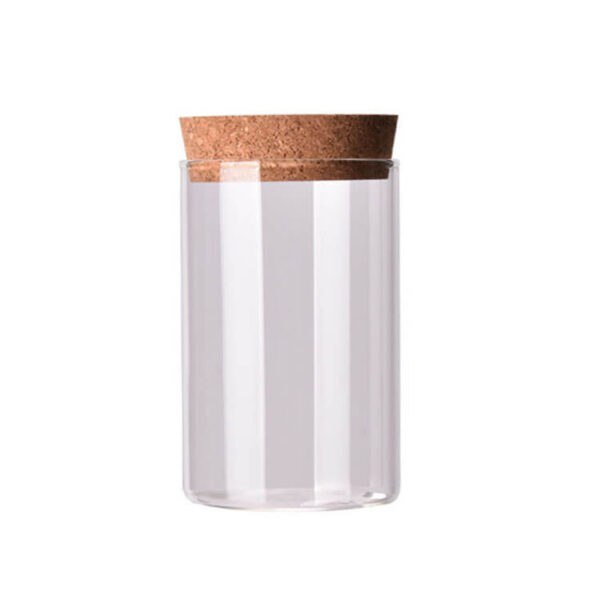 High borosilicate glass  jar with cork lid - Image 2