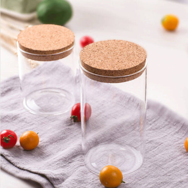 High borosilicate glass  jar with cork lid