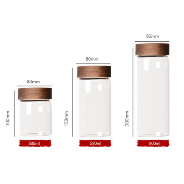 Borosilicate glass storage jar screw wooden lid - Image 3